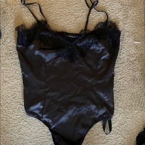 Black Lace Trim Bodysuit